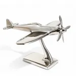 Parlak Krom Spitfire Uçak Modeli Masaüstü Dekoratif Biblo Ofis Ev Aksesuarı
