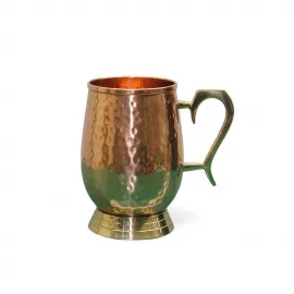 El Yapımı Çekiç Dokulu Bakır ve Pirinç Kupa Bardak - Otantik İçecek Deneyimi 12x12 cm