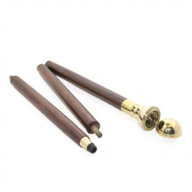 Yüksek Kaliteli Pirinç Pusulalı Ahşap Katlanabilir Baston | 95cm Şık Koleksiyonluk