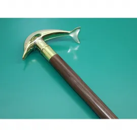 Pirinç Yunus Balıklı Baston - El Yapımı Şık Tasarım Destek ve Zarafet Aksesuarı