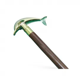 Pirinç Yunus Balıklı Baston - El Yapımı Şık Tasarım Destek ve Zarafet Aksesuarı