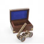 Vintage Stil Ahşap Kutulu Antik Pirinç Opera Dürbünü – Estetik ve Fonksiyonel Dekor