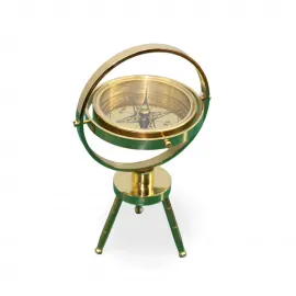 Zarif Pirinç Masa Üstü Pusula: Antik Görünümlü Dekoratif Denizci Hediyesi – Ev ve Ofis İçin