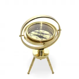 Antika Görünümlü Masa Üstü Pirinç Gimbal Pusula: Dekoratif ve Fonksiyonel Şıklık
