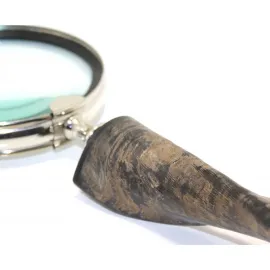 El Yapımı Otantik Boynuz Saplı Dekoratif Büyüteç - Şık Okuma ve Koleksiyon Objeleri