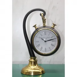 Vintage Franklin & Murphy Estetik Pirinç ve Siyah Masa Saati | Dekoratif Ofis Ev Saat Objesi