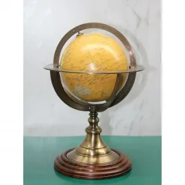 Antik Pirinç Dünya Küre Dekoratif Obje | Vintage Tasarım Masaüstü Biblo