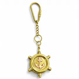 Deniz Tutkunlarına Özel Pirinç Dümen ve Çapa Detaylı Karabin Kilitli Anahtarlık Hediye