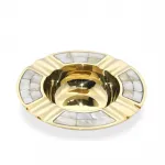 El Yapımı Pirinç Sedef Kakma Lüks Küllük | Dekoratif Ev Ofis Aksesuarı | 13 cm Çap