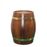 Dekoratif Ahşap Fıçı Şeklinde Pirinç Detaylı Kumbara | Nostaljik Tasarım Hediye