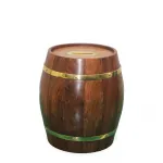 Vintage Stil Pirinç Şeritli Ahşap Fıçı Kumbara | Dekoratif Tasarruf Kutusu ve Hediyelik