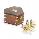 El Yapımı Ahşap Kutulu Dekoratif Pirinç Sekstant - Denizci Temalı Ofis ve Ev Dekoru