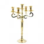 Zarif Pirinç 5 Kollu Şamdan | Vintage Dekoratif Masa & Şömine Üstü Candelabra