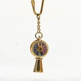 Pirinç Makina Telgrafı Tasarım Anahtarlık | Deniz Temalı Gemi Kaptan Hediyesi | 12 CM Boyut