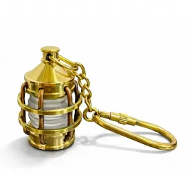 Pirinç Denizci Gemi Lambası Anahtarlık - Vintage Marin Tarzı Dekoratif Hediyelik Eşya