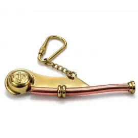 Denizci Temalı Pirinç ve Bakır Silistre Düdük Anahtarlık Özel Tasarım Marin Hediye