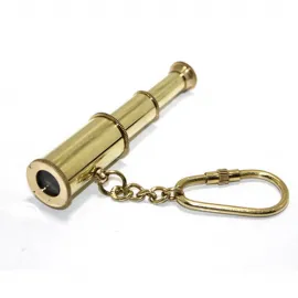 Gerçek Çalışan Mini Dürbünlü Pirinç Anahtarlık | Denizci Temalı Vintage Hediye Objesi