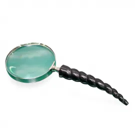 Zarif Boynuz Saplı Pirinç Büyüteç – Koleksiyonluk Antika Görünümlü Masa ve Okuma Büyüteci – Net Görüş Sunan Şık Dekoratif Büyüteç