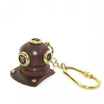 Vintage Pirinç Detaylı Ahşap Dalgıç Kaskı Anahtarlık | Deniz Temalı Otantik Anahtar Aksesuarı