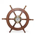 90 CM Ahşap Gemi Dümeni Tasarımlı Duvara Asmalı Dekoratif Marin Saat – 36 İnç Büyük Boy