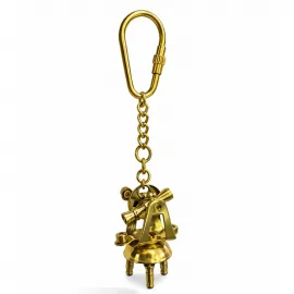 Nostaljik Pirinç Mini Teodolit Anahtarlık - Antik Görünümlü Denizci Temalı Hediyelik