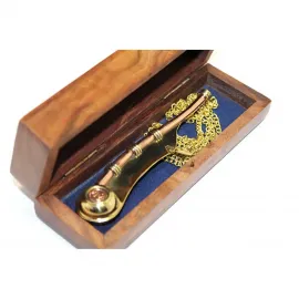El Yapımı Pirinç ve Bakır Silistre Düdüğü, Özel Ahşap Kutusuyla Denizci Temalı Hediye