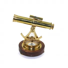 Antika Görünümlü Masa Üstü Pirinç Pusulalı Dekoratif Dürbün Teleskop Hediyelik