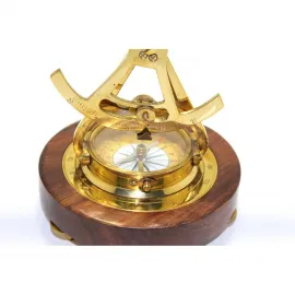 Vintage El Yapımı Pirinç Pusulalı Dürbün: Dekoratif Masa Üstü Denizci Teleskopu