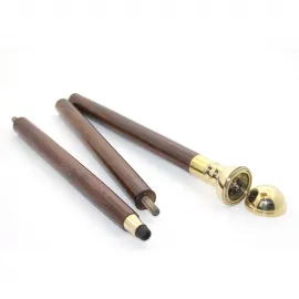 Antika Tarzı Pirinç Pusulalı Ahşap Baston – Seyahat ve Koleksiyon İçin Şık Yürüyüş Çubuğu