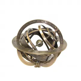 El Yapımı Pirinç Astroloji Horoskop Küre: Ev ve Ofis için Vintage Zodyak Dekorasyonu