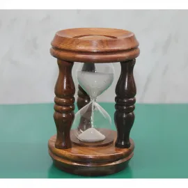 El Yapımı Nostaljik Ahşap Kum Saati Zamanlayıcı - Ev ve Ofis Dekorasyonu İçin Şık Masaüstü Aksesuarı
