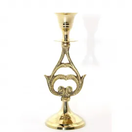 El Yapımı Tekli Pirinç Şamdan – Zarif Tasarım Ev Dekorasyonu Mumluk – 17 CM