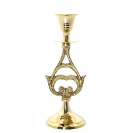 El Yapımı Tekli Pirinç Şamdan – Zarif Tasarım Ev Dekorasyonu Mumluk – 17 CM