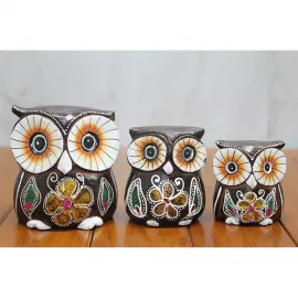 El Yapımı Ahşap Dekoratif Baykuş Figürleri Koleksiyonu | 7-8-10 cm Boyutlarında Şık Ev ve Ofis Dekoru