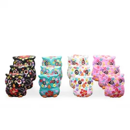 El Boyaması Renkli Ahşap Baykuş Biblo Dekoratif Ev Ofis Objesi Modern Figür