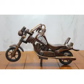 El Yapımı Ahşap Harley Motor Biblo | Orta Boy L | Dekoratif Vintage Motosiklet Figürü