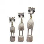 El Yapımı Ahşap Dekoratif Deve Kuşu Figürleri 3'lü Seti | Modern Ev Dekorasyon Objeleri