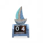 El Yapımı Ahşap Yelkenli Masa Takvimi: Deniz Temalı Dekoratif Ev ve Ofis Objesi