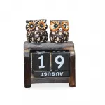 El Yapımı Ahşap Baykuşlu Dekoratif Masa Takvimi | Vintage Ev ve Ofis Dekoru