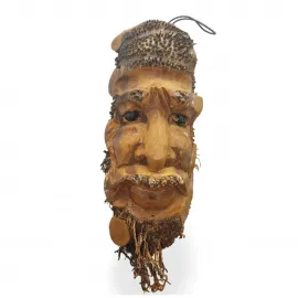 El Yapımı Otantik Ahşap Duvara Asmalı Yüz Figürü - Ev ve Ofis Dekorasyonu İçin Sanatsal Obje