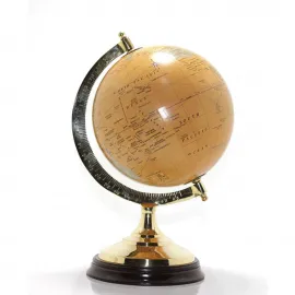Antik Stil El Yapımı Pirinç Ayaklı Dekoratif Dünya Küresi Kahverengi Küre Ofis Ev Dekorasyonu