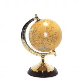 Antik Stil Pirinç Dünya Küresi Masaüstü Dekoratif Biblo: Vintage Ofis Hediyesi