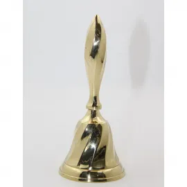 Zarif Masif Pirinç El Çanı - Dekoratif Klasik Burgulu Tasarımlı 15 cm Servis Zili