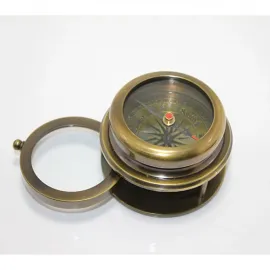 Vintage Pirinç Pusula | Katlanabilir Denizci Temalı Dekoratif Antik Yön Bulucu Hediye