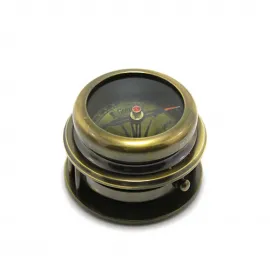 Vintage Pirinç Pusula | Katlanabilir Denizci Temalı Dekoratif Antik Yön Bulucu Hediye