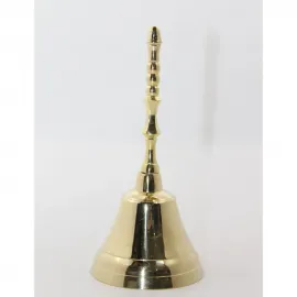Parlak Cilalı Tamamı Pirinç 17 cm Dekoratif ve Fonksiyonel El Çanı Masa Zili