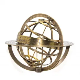 Dekoratif Pirinç Astroloji Horoskop Küresi: Ev ve Ofis İçin Antik Eskitme Temalı Şık Hediye