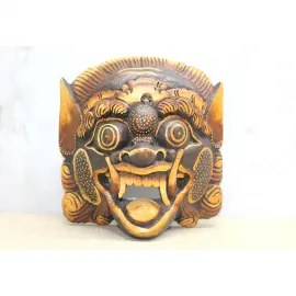 El Yapımı Ahşap Bali Tarzı Dekoratif Duvara Asmalı Maske | Etnik Oyma Sanatı Objesi