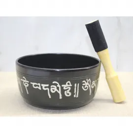 Siyah Metal Alaşım Tibet Meditasyon Şarkı Çanı – Yoga, Terapi ve Ruhsal Huzur İçin Ses Kasesi