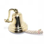 Parlak Pirinç Duvar Çanı Halatlı Zil – Denizci Temalı Dekoratif Ev Ofis Aksesuarı